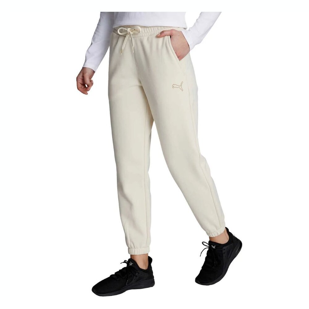 Puma Women's Cozy Fleece Sweatpant (Ivory, Medium)